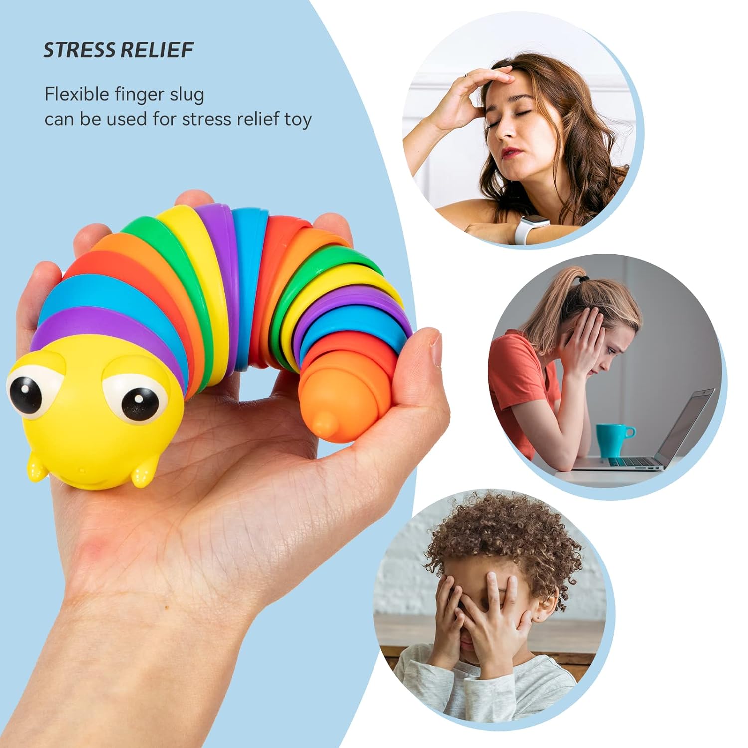 3D Rainbow Color Plastic Slug Fidget Toys, Stress Relieving Toy, Sensory Slug Toy for Boys and Girls, Finger slug Toy, for Autistic, Caterpillar Fidget Toys Stress Relief Gifts for Toddlers Kids Adults (1 Pc) 3D Rainbow Color Plastic Slug Fidget Toys, Stress Relieving Toy, Sensory Slug Toy for Boys and Girls, Finger slug Toy, for Autistic, Caterpillar Fidget Toys Stress Relief Gifts for Toddlers Kids Adults (1 Pc)